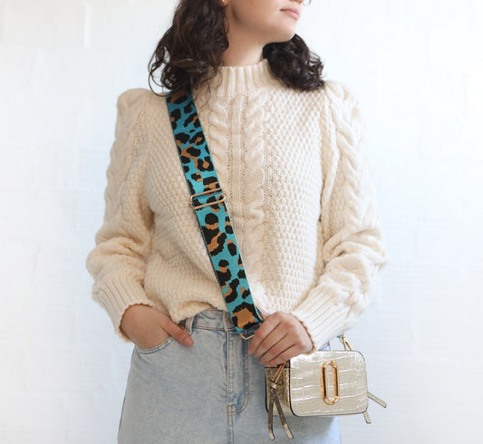 TURQUOISE LEOPARD BAGSTRAP