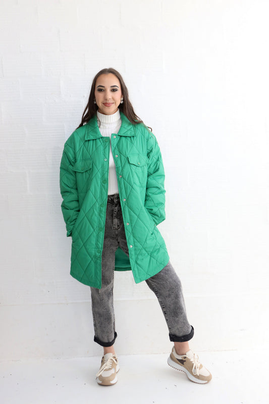 JADE GREEN QUILTED PUFFER JACKET