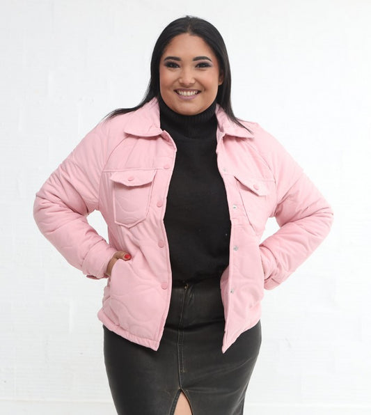 CHIC PINK QUILTED PUFFER JACKET
